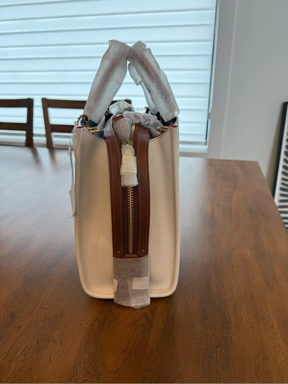 COACH MTO Rogue 31 Chalk Glovetanned Leather Tote